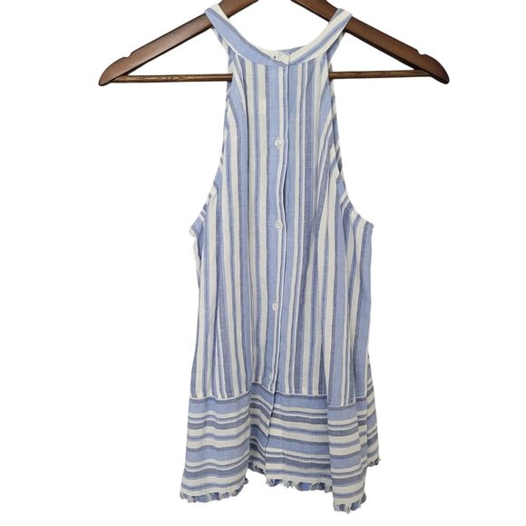Bella Dahl Anthropologie Striped Linen Blend Halter Top Womens Size XS Blue - Picture 4 of 8
